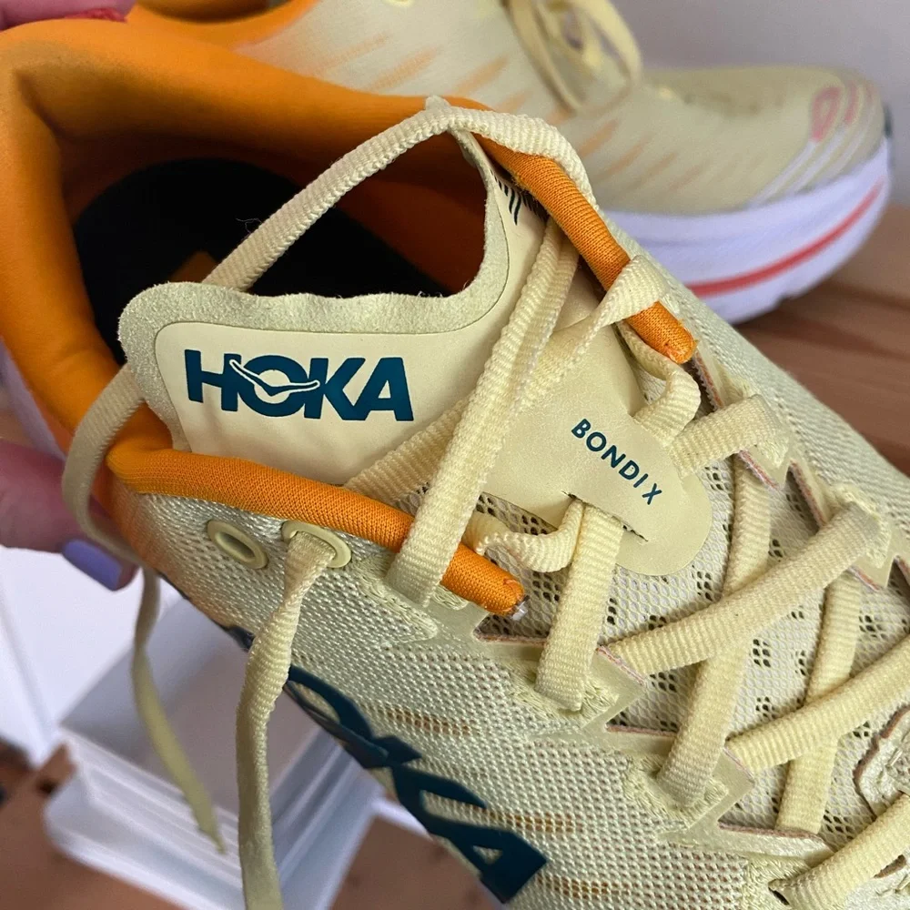 Hoka One One Bondi X Yellow Orange Athletic Running Sneakers Shoes - Picture 10 of 13